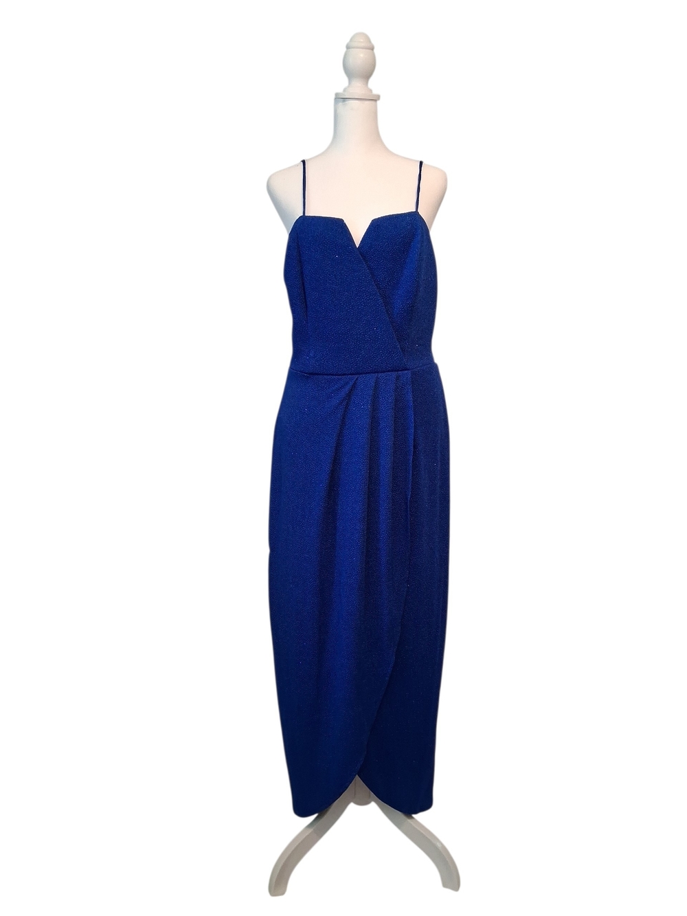 Strappy Royal Blue Midi Dress with Tulip Skirt